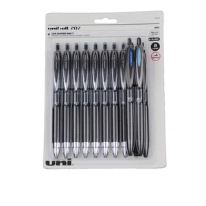 Plumas de gel retráctiles Uniball 207 de 12 unidades súper tinta negras medianas de 0,7 mm - Imagen 1 de 5