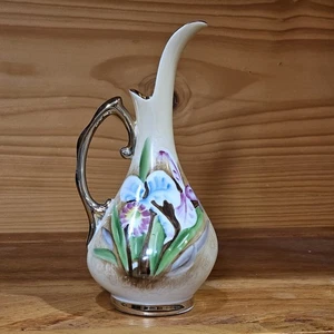 7" großer Ucagco handbemalter Orchidee Goldgriff Porzellan Krug Vintage Japan - Bild 1 von 5