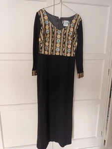 Vintage 1970s Evening Dress With Gold Trim - Picture 1 of 2