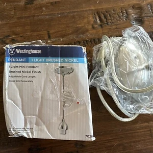 Westinghouse Mini Pendant Kit 1 Light Brushed Nickle Adjustable Cord - Picture 1 of 5
