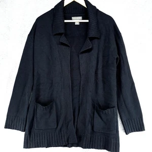 Banana Republic Gr. M extrafeine italienische Merinowolle Strickjacke vorne offen schwarz - Bild 1 von 18