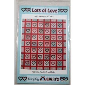 Patrón de edredones Beany Boy #102 muchos corazones de amor 70"" x 80"" sin cortar - Imagen 1 de 2