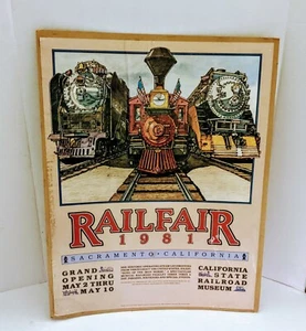 Vintage Railfair Sacramento CA Grand Opening Poster 1981 Trains Railroad Museum - Bild 1 von 9