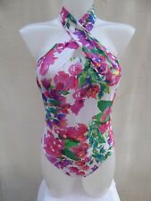 Matthew Williamson white/floral h'nck/strapless pad cup swimming costume Size 10