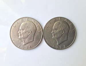 Estate Find 2 Eisenhower One Dollars Coins 1971P & 1972P IKE (R14) - Bild 1 von 2