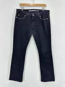 Guess Jeans Women W35 L29 Black Denim Stretch Straight Legs Mid Rise Zip Fly GUC - Picture 1 of 14