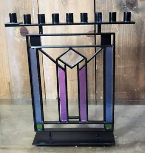 Judaica Hanukkah Menorah Stained Glass David Klass, Alef Judaica, Inc. - Picture 1 of 9