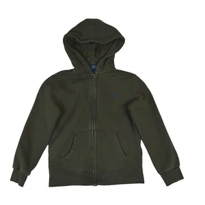 Polo Ralph Lauren Kids Full Zip Hoodie Olive Green Size 6 Blue Pony Logo - Picture 1 of 8