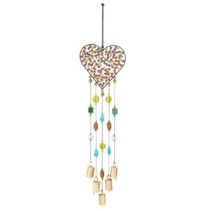 Ganz Beaded Heart Metal Wind Chime Outdoor Garden Windchime 30 Inch Multicolor - Picture 1 of 1