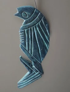 Vintage primitive handgeschnitzte blaue Vogel Wanddekoration 9"H Volkskunst - Bild 1 von 5