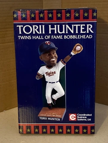 Torii Hunter Minnesota Twins Hall of Fame Bobblehead 2016 SGA New in Box Cover