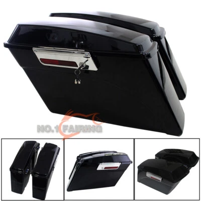 Black Hard Saddle bags Saddlebag Fit For Harley Davidson Touring Road King 94-13 - Image 1 of 4