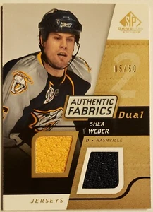 2008-09 SP Gioco usato doppio tessuto autentico Shea Weber Jsy ser 05/50 (Predators) - Foto 1 di 1