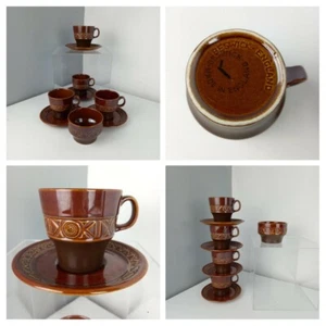 VINTAGE RETRO 70er Beswick Zorba - 4 Tassen / Becher Untertassen 1 Schüssel Topf - glasiert - Bild 1 von 9