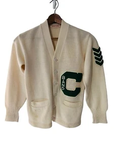 Maglione vintage Letterman taglia 38 piccolo cardigan lana Varsity anni 50 preppy nonno - Foto 1 di 20