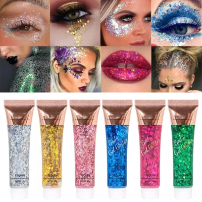 Festival Glitter Gel Mixed Glitter Gel Face Body Eye Shadow Hair Decor Sequin  . - Image 1 of 4