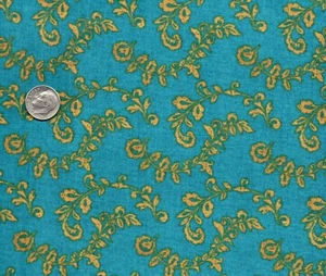 Tela David Textiles Mumbia Rollo 100 % Algodón Por Yarda Hoja de Oro Azulado #FA14 - Imagen 1 de 1