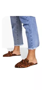 Wide Fit Knot Front Leopard Cheetah Mules Boohoo Sz 8 Wide New without box - Picture 1 of 4