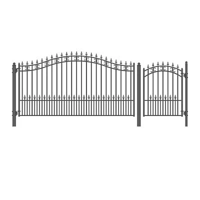 ALEKO Garden Steel St. Louis Style Single 12' Driveway Gate with Pedestrian Gate - Image 1 of 4