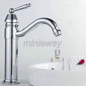 Polished Chrome Brass Kitchen Sink Faucet One Hole Swivel Basin Mixer Tap mnf208 - Picture 1 of 6