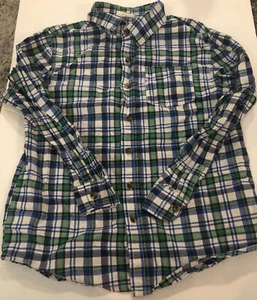 Boys Crazy 8 Size M (7/8) Blue Green White Plaid Button Down Long Sleeves EUC!!! - Picture 1 of 3