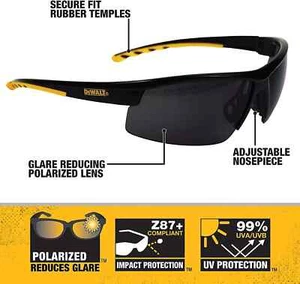 Dewalt Polarised Smoke Safety Glasses Specs Grade F Impact Resistant Sunglasses - Picture 1 of 5