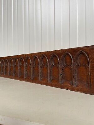 A Beautiful French Architectural Gothic Revival Carving/pediment In Oak (2) • 220$