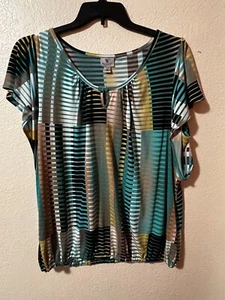 Preowned WORTHINGTON Woman Stretch Geometric Lines PLUS 1X - Picture 1 of 6