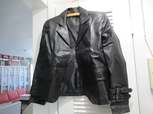 Damen Echt Leder Jacke SCHWARZ Slim Fit Biker Motorrad Koza Leathers Gr.L - Bild 1 von 4