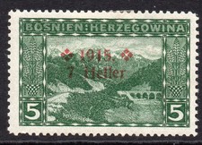 Bosnia & Herzegovina 7H on 5H Stamp c1915 (July) Mounted Mint Hinged (824b)