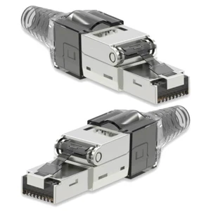 2x Netzwerkstecker CAT 7 Werkzeuglos RJ45 Netzwerk Stecker Verlegekabel Metall - Bild 1 von 8