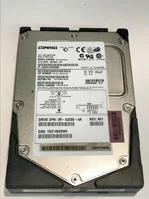 COMPAQ  BF01864663  9T4006-023  3B08  18.2GB  SCSI 3 ULTRA HARD DRIVE     aa5id2 - Image 1 of 2