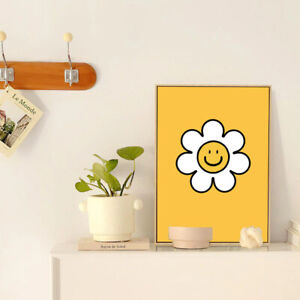 Smiley Face Expression Sunflower Canvas Wall Art Living Room Posters - Small