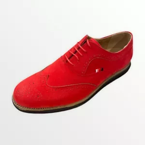 Phat Farm Classic Mens RED SUEDE Dress Wingtip Oxfords Lace Vegan Faux 9.5US NIB - Picture 1 of 9