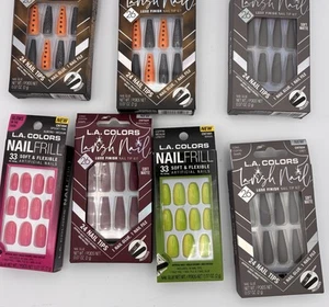 L.A. Colors Nail Frill Kunstnägel Sets 7 Stück Sarg & Mittellang NEU - Bild 1 von 7