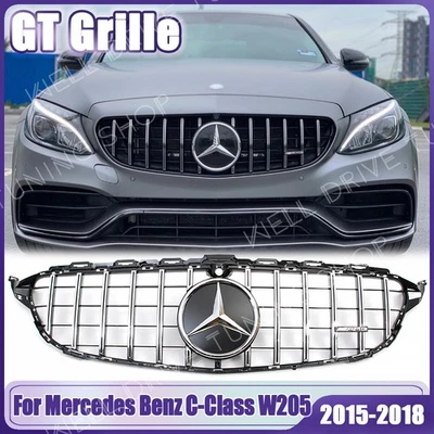 Front Bumper Grille W/3D Emblem For Mercedes Benz W205 15-18 C180 200 250 C45 Foto 1 de 4