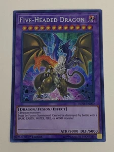 Yugioh - Five-Headed Dragon - 1st Edition Secret Rare NM - Free Holo Card - B - Picture 1 of 2