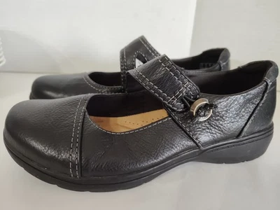  Clarks Jane Mary Leather Shoes Black Womens US 7.5M UK 5D - Image 1 of 4