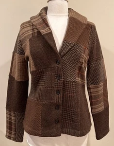 Lauren Ralph Lauren Lambswool Patchwork Blazer Jacket Green Label Size Med - Picture 1 of 5