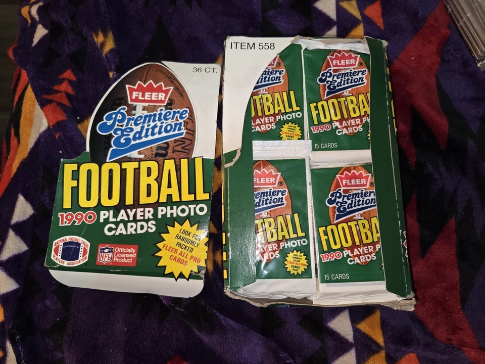 Caja de fútbol americano Fleer Premier Edition NFL 1990 36 paquetes sellados de fábrica Foto 1 de 1