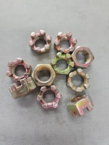 1/2-20 Slotted / Castle Nuts Fine Thread Yellow Zinc Plated (10) - Picture 1 of 2