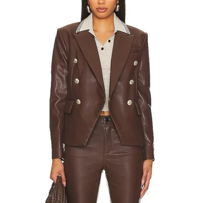 Bcbgmaxazria Brown Faux Leather Blazer Size 4 - NWT - Image 1 of 4