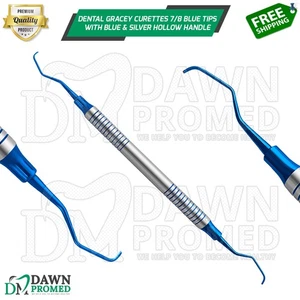Dental Gracey Curettes 7/8 Blue Coated Double Ended Hollow Handle Instruments - Picture 1 of 9
