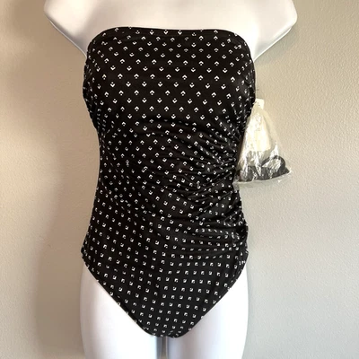 Vintage Jantzen Swimsuit One Piece Black White Size 10 Removable Strap NWT - Image 1 of 4