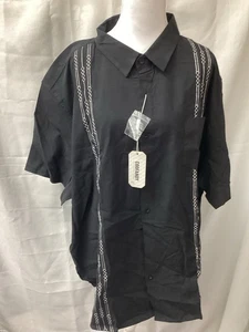 Camisa Coofandy Para Hombre Abotonada Manga Corta Negra Blanca Costura Talla 4XL NUEVA - Imagen 1 de 10