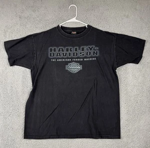 Y2K 2000 Harley Davidson Herren T-Shirt Schwarz X-Large Baumwolle Rundhals Woodstock IL - Bild 1 von 6