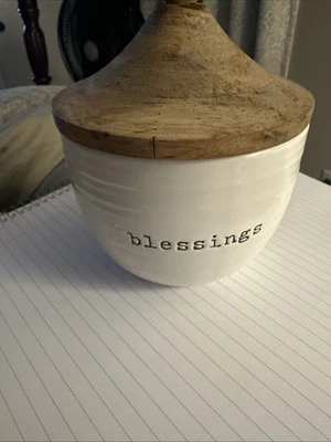 Tarro de bendiciones de pastel de barro porcelana blanca con tapa decoración del hogar nuevo Foto 1 de 3