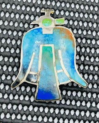 G Laffi Peru Vintage Sterling Silver Blue Enamel Bird Brooch Pin - Bild 1 von 4