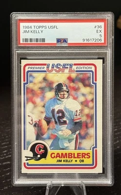 Topps USFL #36 1984 Jim Kelly RC PSA 5 EX Foto 1 de 2