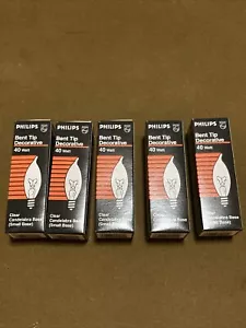 5 Count Philips 40 Watt Flame Decorative Clear Light Bulb Small Base Free Shipp - Picture 1 of 8